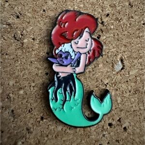 Disney The Little Mermaid Ariel Holding An Ursula Doll Enamel Pin